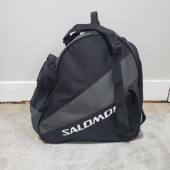 SALOMON Ski Boot Bag Carrying Case Zip Close Shoulder Strap Black Grey Unisex OS - Picture 1 of 14